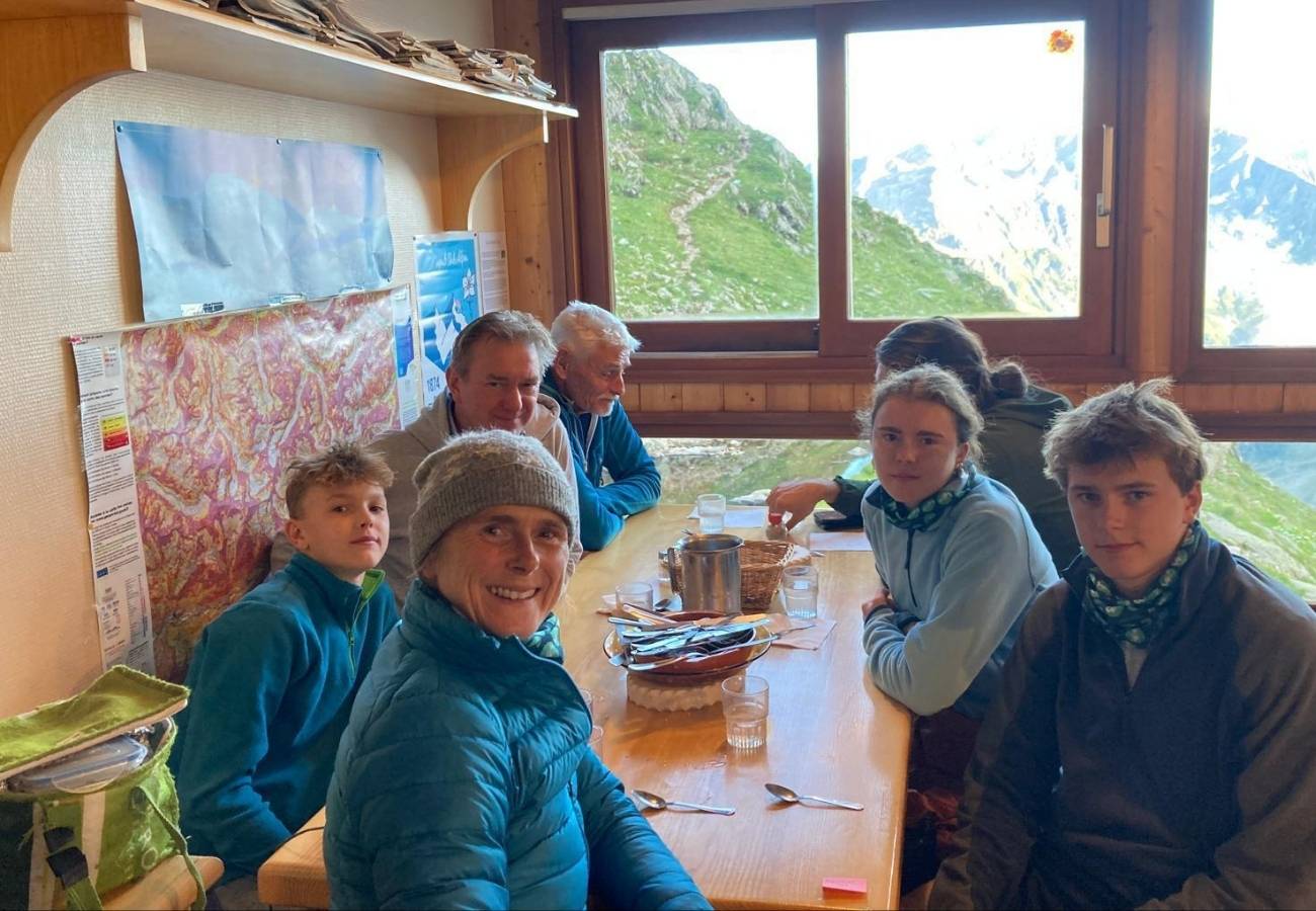 family sitting at table